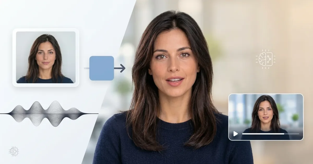 Creating a realistic AI avatar from a reference photo and a voice sample for video generation.